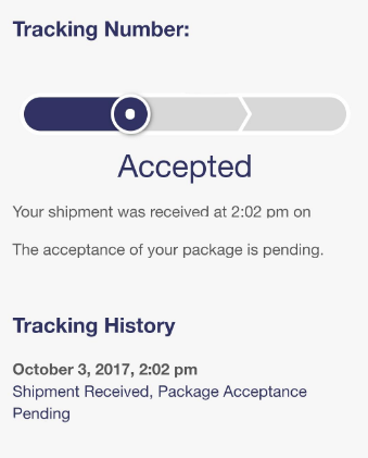 usps tracking status that says "accepted"